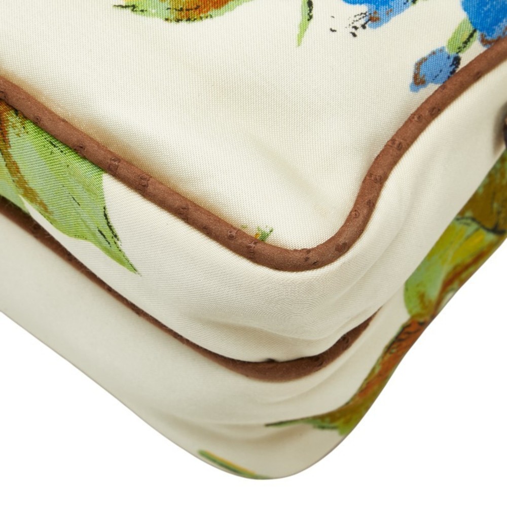 Prada Triangular Logo Plate Botanical Handbag Whi… - image 7